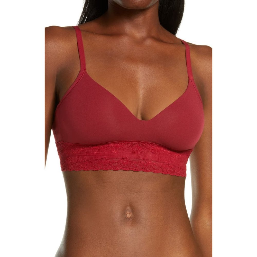 NATORI Bliss Perfection Wireless Soft Cup Bra Red 32DD #723154 NEW